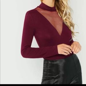Mesh Burgundy Top